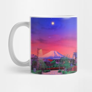 Yellow fuji moon at night Mug